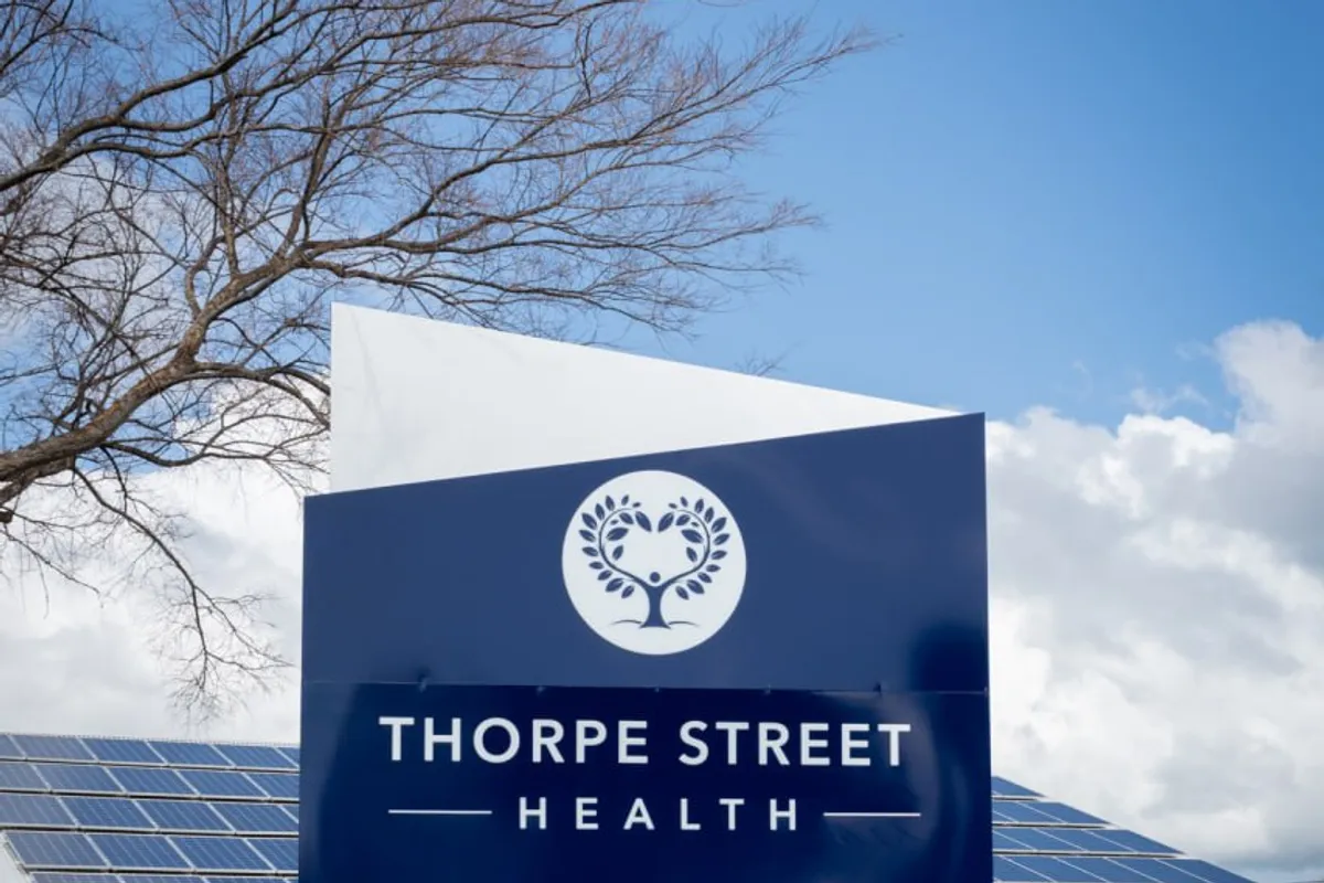 The Thorpe Street Health sign outside the practice on Thorpe Street